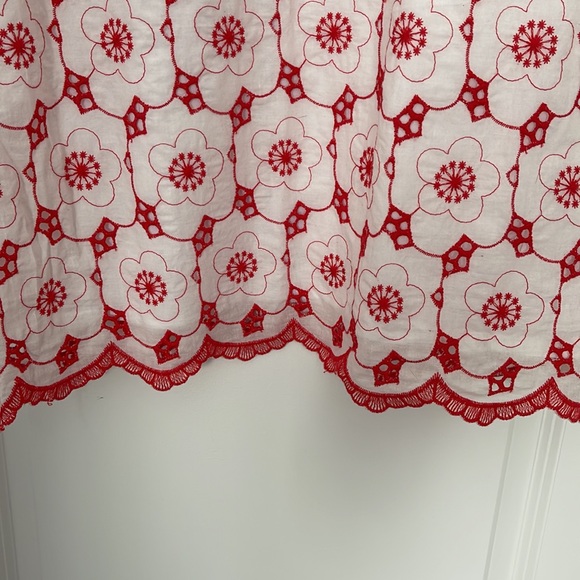 Tristan White cotton with red eyelets A-line dress NWT - Picture 3 of 9